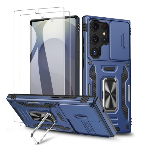 Funda Uso Rudo Cámara Para Galaxy S25 Ultra Carcasa+mica Azul Samsung Galaxy S25 Ultra