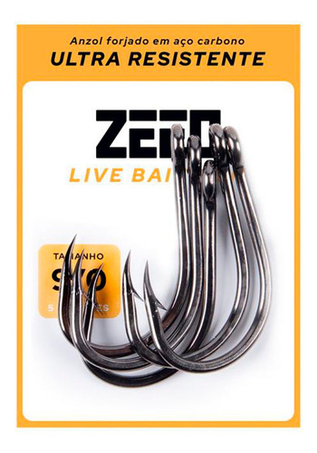 Anzol Zeeo Live Bait 4/0 Pacote Com 10 Unidades