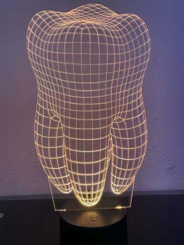 Lampara Diente Dental Led 3d Acrílico Con Control Negra Diseño 6