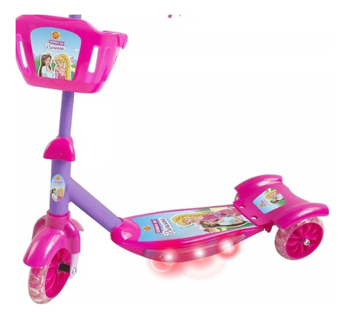 Patinete Musical Princesa 3 Rodas Luzes E Cestinha Dm Toys