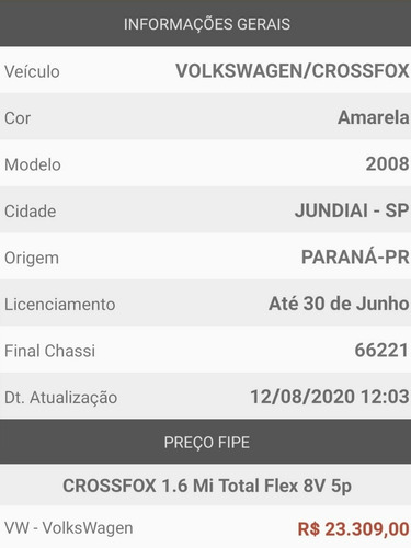 Volkswagen Crossfox 2008 1.6 Total Flex 5p
