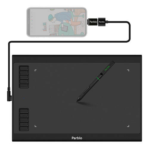 Tableta Digitalizadora Dibujo Parblo A610plus V2 10x6 PuLG Color Negro