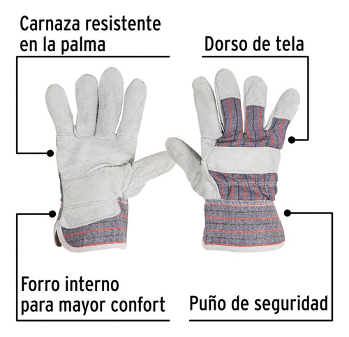 Guantes De Carnaza Y Loneta Unitalla Pretul