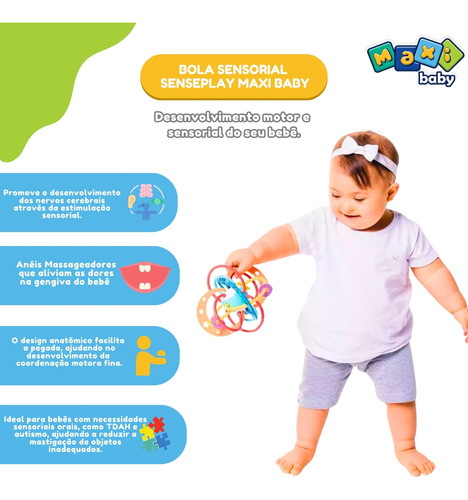 Bola Sensorial Bebê Mordedor Massageador Senseplay Maxi Baby