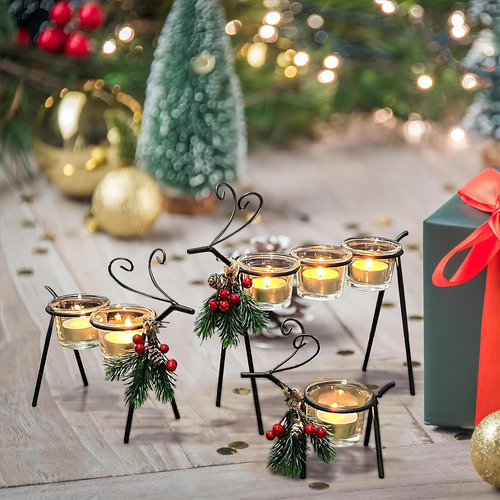 Portavelas De Tiempo Superior De Navidad, Juego De 3 Portave