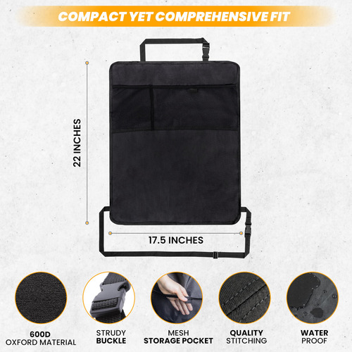 Econour Kick Mats 2 Unidades Protector De Asiento Trasero Nombre Del Diseño Negro