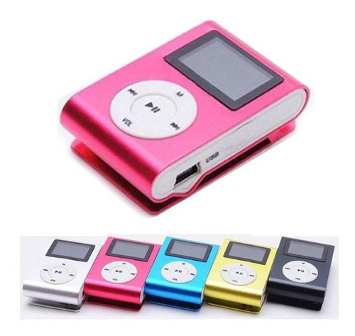 Mini Reproductor MP3 Pantalla LCD y Enganche de Clip Colores vr Music Player 