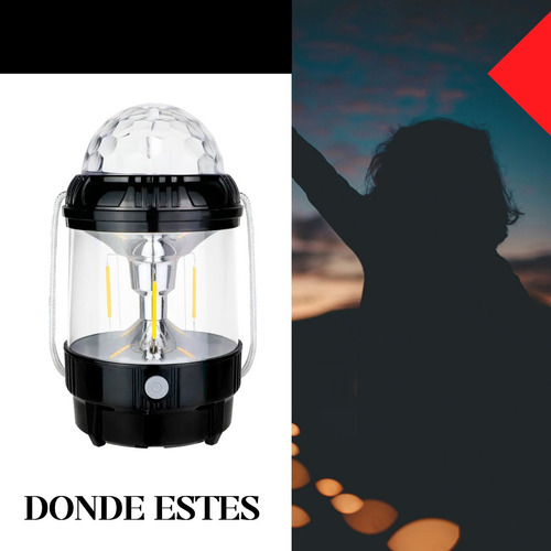 Linterna Farol Led Proyector Disco Usb Fiestas Camping Luz Blanco Negro