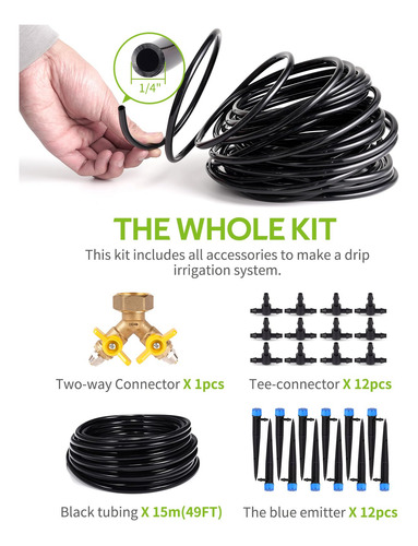 Kit De Riego Por Goteo Hiraliy 50 Pies Sistema Automático