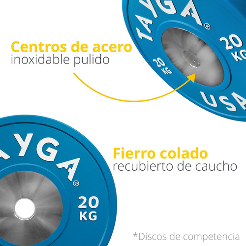 Par Disco Olímpico Heterofilia Competencia 20kg Tayga (2 Pz) Color Azul marino