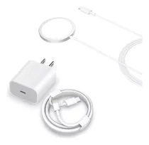 Comprar Kit Cargador Inalámbrico Magnético + Cubo 20w Carga Rápida + Cable Tipo C Color Blanco