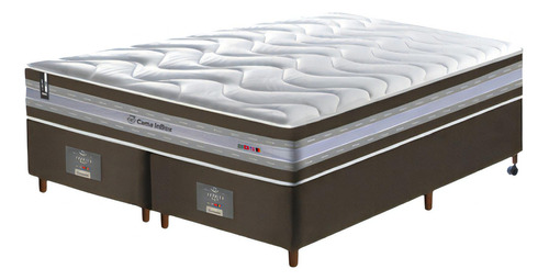 Cama box Cama inBox Flat D33 select firme  Queen de 198cmx158cm café com base dividida