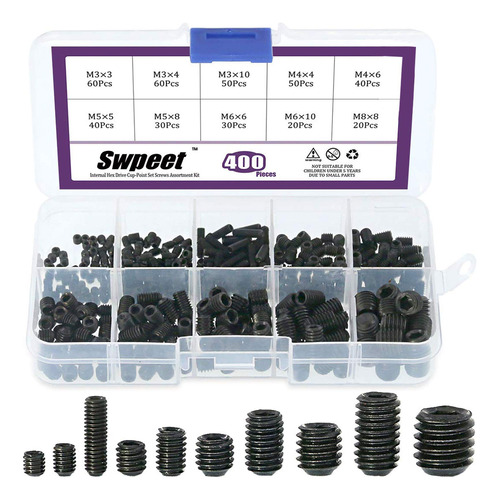 Swpeet Kt Surtido 400 Tornillo Hexagonal Allen Incluye 10 M3