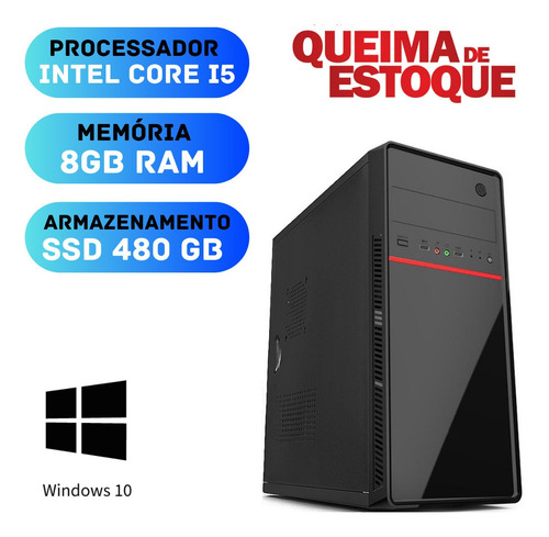 Imagem 1 de 2 de Computador Cpu Pc Core I5 8gb Ddr3 Ssd 480 Windows 10 Pró