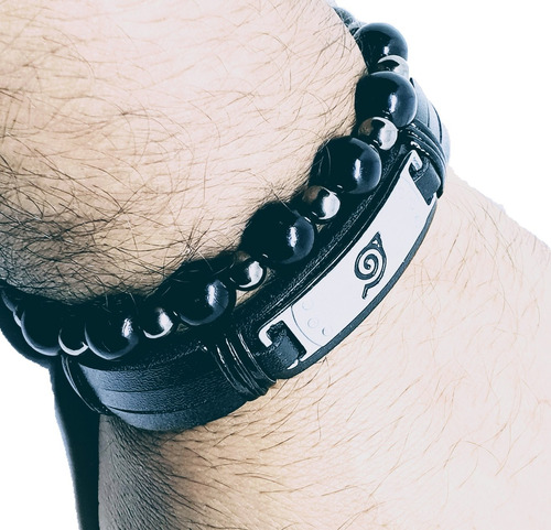 Kit Pulseira Bracelete Masculino Femenino Konoha Ajustavel