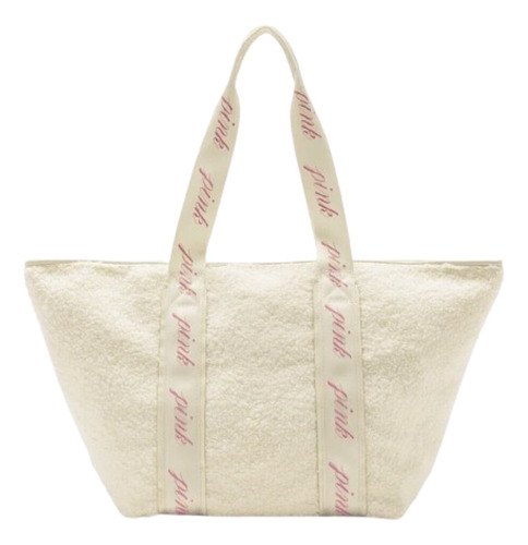 Bolsa Tote Victoria's Secret Tote Victoria's Secret Diseño Sherpa  Crema Con Correa De Hombro Crema Asas Color Crema