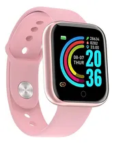 Comprar Reloj inteligente Smartwatch D20 Bluetooth rosa con correa NFE, color rosa, caja, color rosa, bisel, color rosa