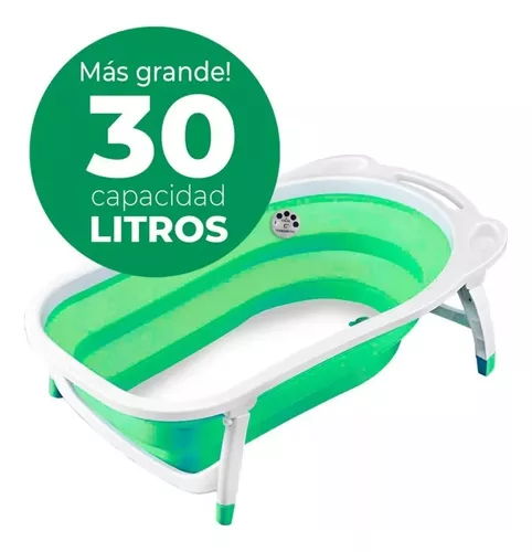 Bañera Bebe Plegable Mega Baby con Tapon y Patas Verde