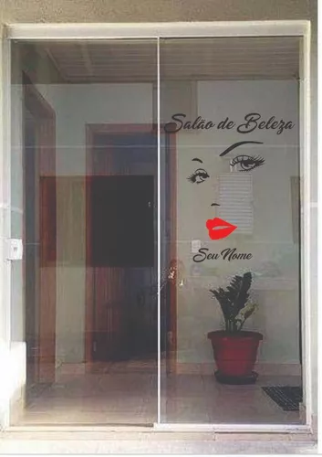 Adesivo Salão De Beleza Designer Porta Vidro Parede Cab 08.1 Mulher  Personaliza o nome