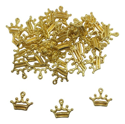 200  Mini Coroa  Dourada Aplique Brincos  Artesanato