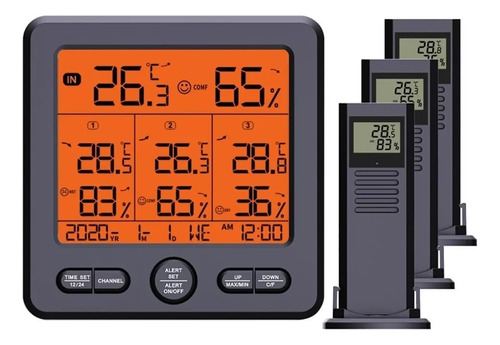 Termohigrômetro Digital Sem Fio Interno E Externo Com 3