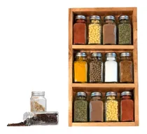Comprar  Rack Organizador Madera + 12 Especieros Frascos Pimenteros 