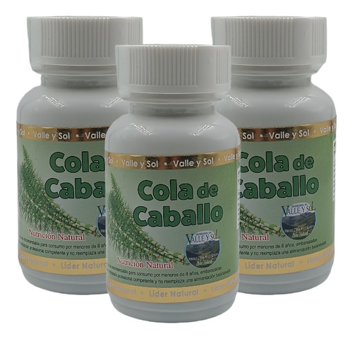 Cola De Caballo Pack 3 Frascos 60 Cápsula C/frasco Diurético