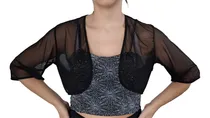 Comprar Bolero Negro Manguita Grande Microtul Fiesta 15 Madrina Gala Negro U