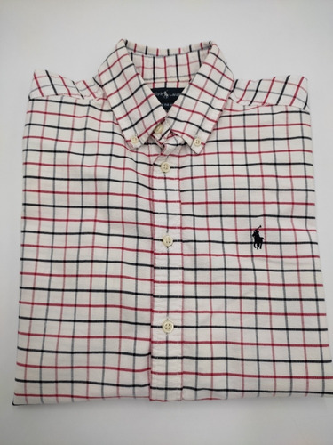 Camisa Ralph Lauren Kids Blanca Cuadros Azul Rojo 14/16