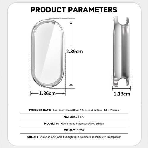 Funda Protectora De Tpu Para Xiaomi Mi Band 8 9, Funda Blanda, Protector De Pantalla Completa, Carcasa Chapada En Parachoques Para Mi Band 8 9 Sma