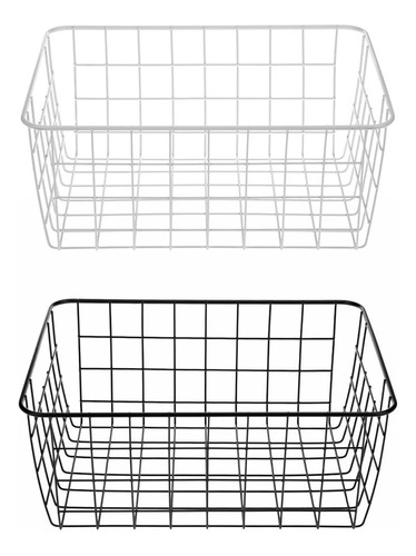 2x Cesta Canasta Rejilla Metal Engomado Almacena Organizador