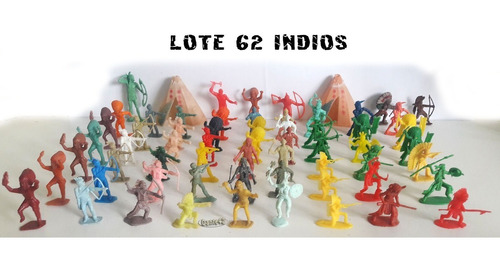 Dante42 Lote 62 Indios Soldados Plastico Antiguos 1970