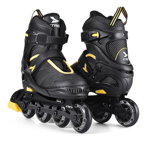 Patins Preto Com Amarelo Inline Regulável  33-36 M Atrio