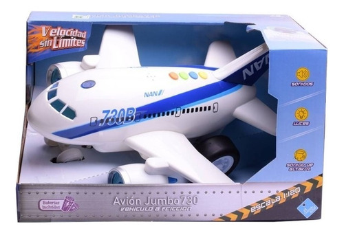 El Duende Azul Avion Jumbo Friccion 1:12 Luz Sonido Shp