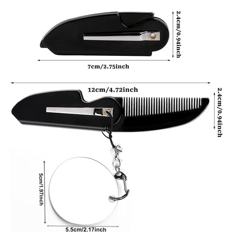 Pente De Bolso Dobrável Para Barba Com Espelho,