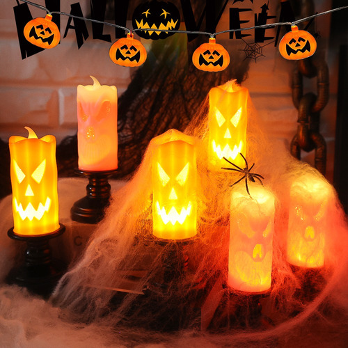 Lámpara Electrónica Sin Llama Con Velas Led De Halloween, 10