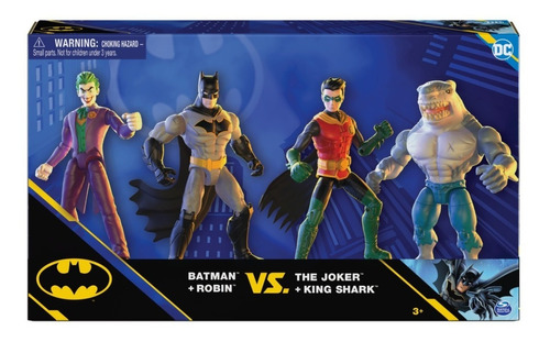 Dc Comics, Batman Y Robin Vs Joker Y King Shark De 10 Cm