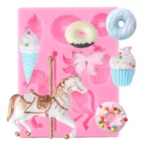 Comprar Molde De Silicona Caballo Carrusel Donut Fondant Porcelana