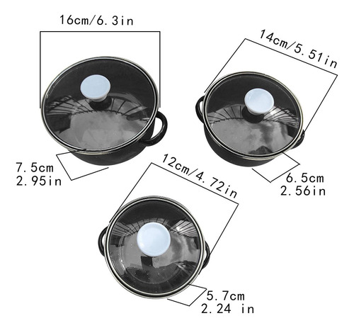 Juego De 3 Mini Ollas Esmaltadas, Juego De Utensilios De