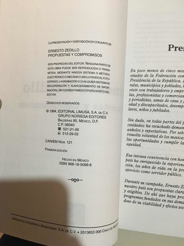 Propuestas Y Compromisos - Ernesto Zedillo (Usado)