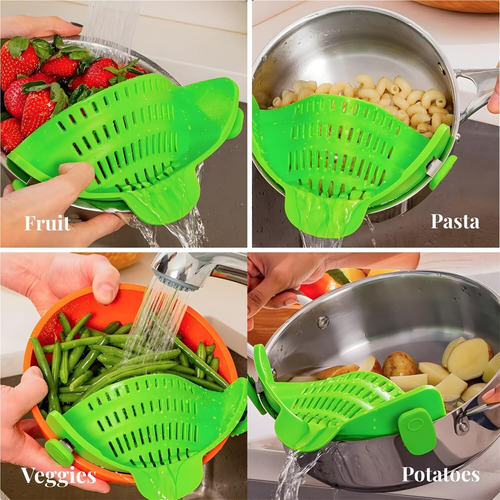 Colador De Pasta De Silicona Con Clip Para Ollas Y Sartenes