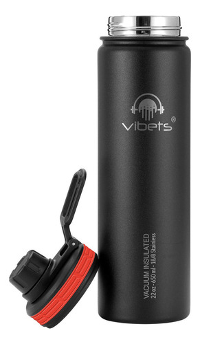 Zqueeze Termico Vibets Isolado A Vacuo 650ml Preto/vermelho Cor Preto