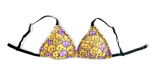 Imagen 2 de 4 de Corpiño Bikini Triangulo Con Relleno Emoji Smile Regulable