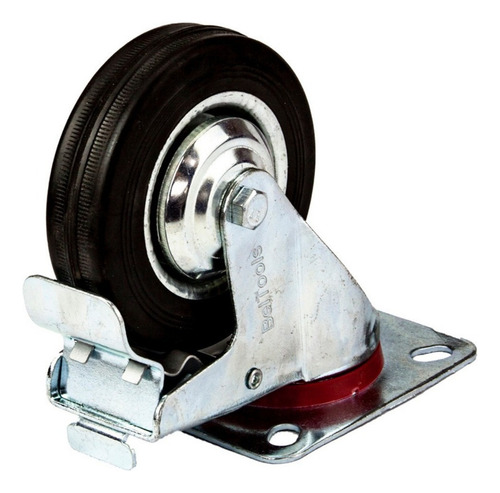 Jogo Rodízio Giratório Borracha 100mm 2 S/ Trava 2 C/ Trava