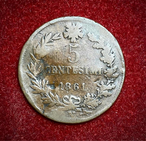 Moneda 5 Centésimos Italia 1861 Napoles Km 3 Vittorio