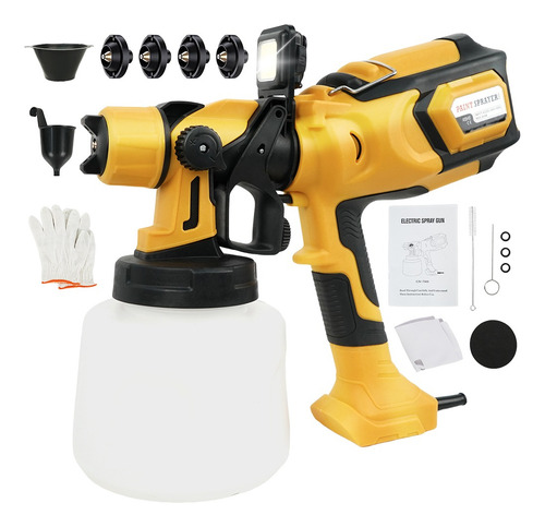 Pistola De Pintura Eléctrica PwrTools 600 850w 1400ml 127v Con Luz Led