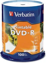 Comprar Dvd-r Verbatim 4.7gb 16x Blanco Ink Printable Spindle C\u002F100
