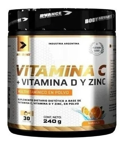 Vitamina C + Vitamina D + Zinc X 240g. Body Advance