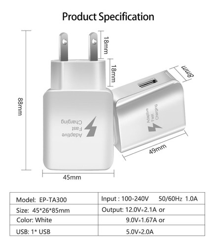 Adaptador Cargador Pared Usb Carga Ultra Rápida iPhone Andro