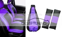 Comprar Fundas Asientos Ecocuero + Cofia + Cubre Cinturones Violeta